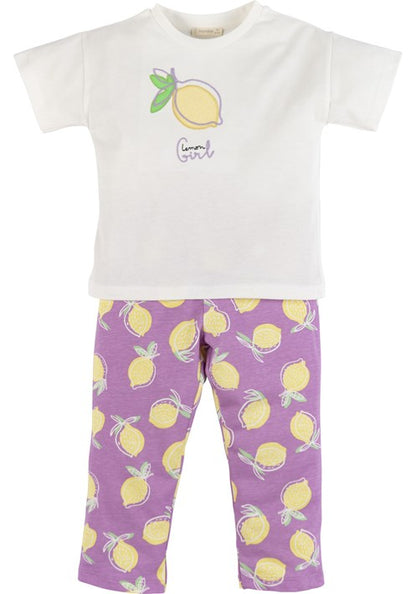 Lemon White Pyjama Set